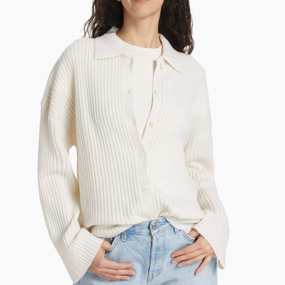 Reformation Fantino cashmere collared cardigan